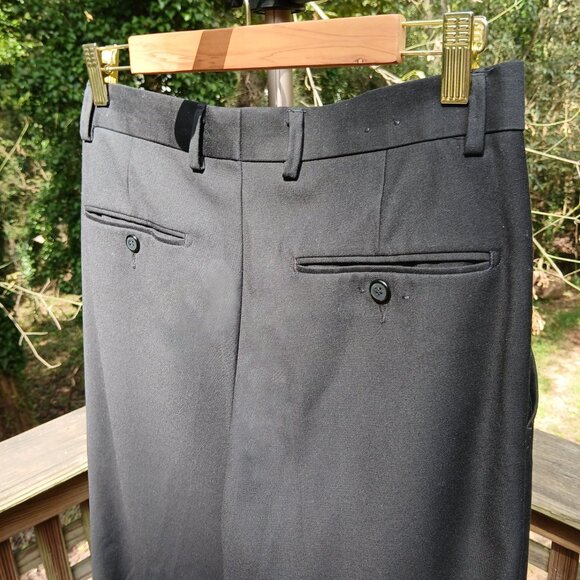 Trade In Motion Vintage Black Pleated Wide Legged Cuffed Trousers Sz 30 x 30 - Picture 6 of 8